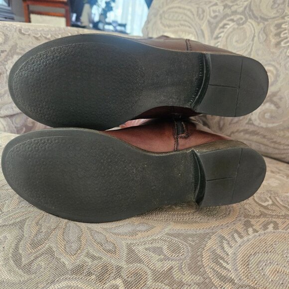 Womens Brown Distressed Leather &Zip-Lined Suede Silpa-Sole Riding Knee Boots 8M - Picture 8 of 14